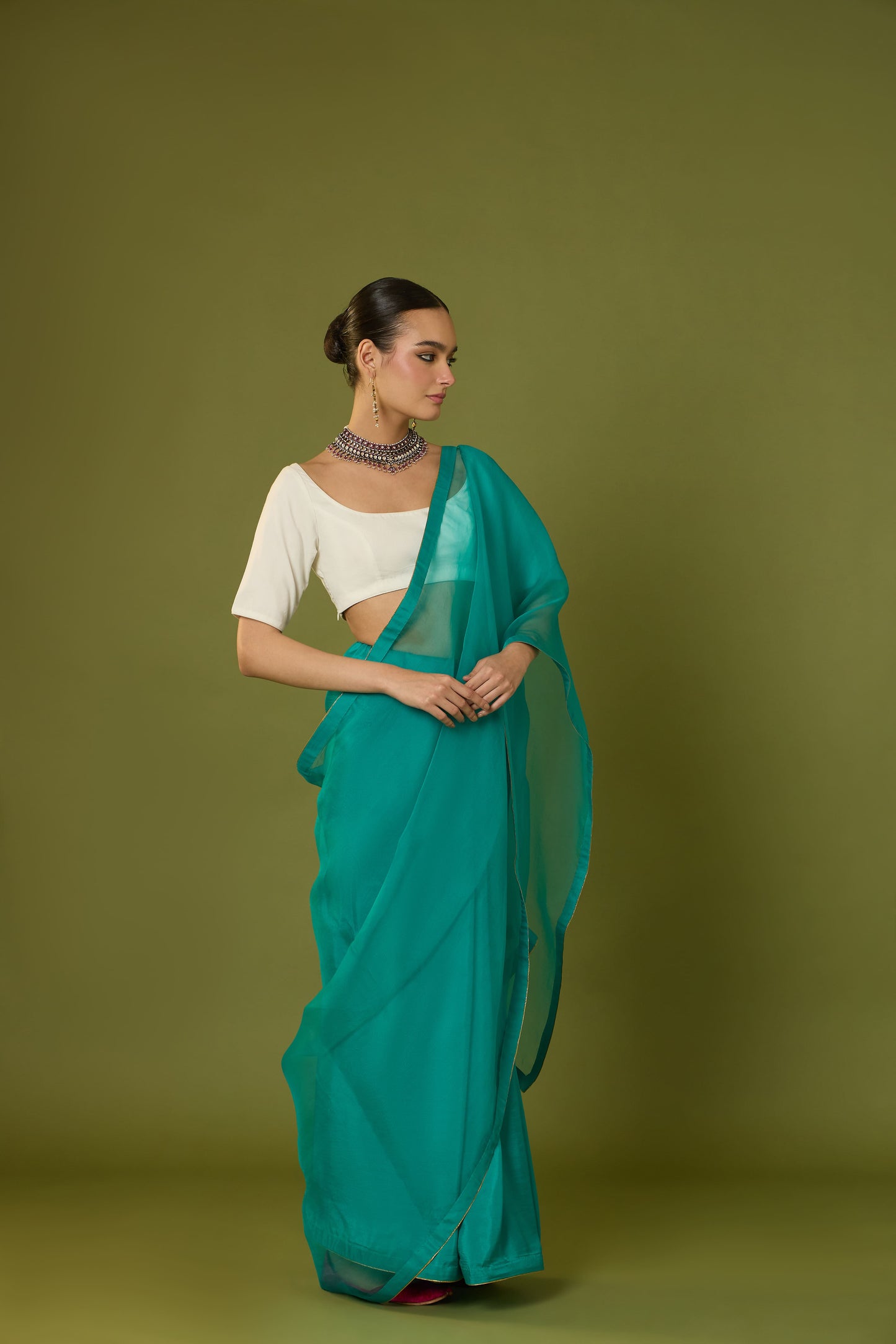 NAILA SAREE (SEA GREEN)