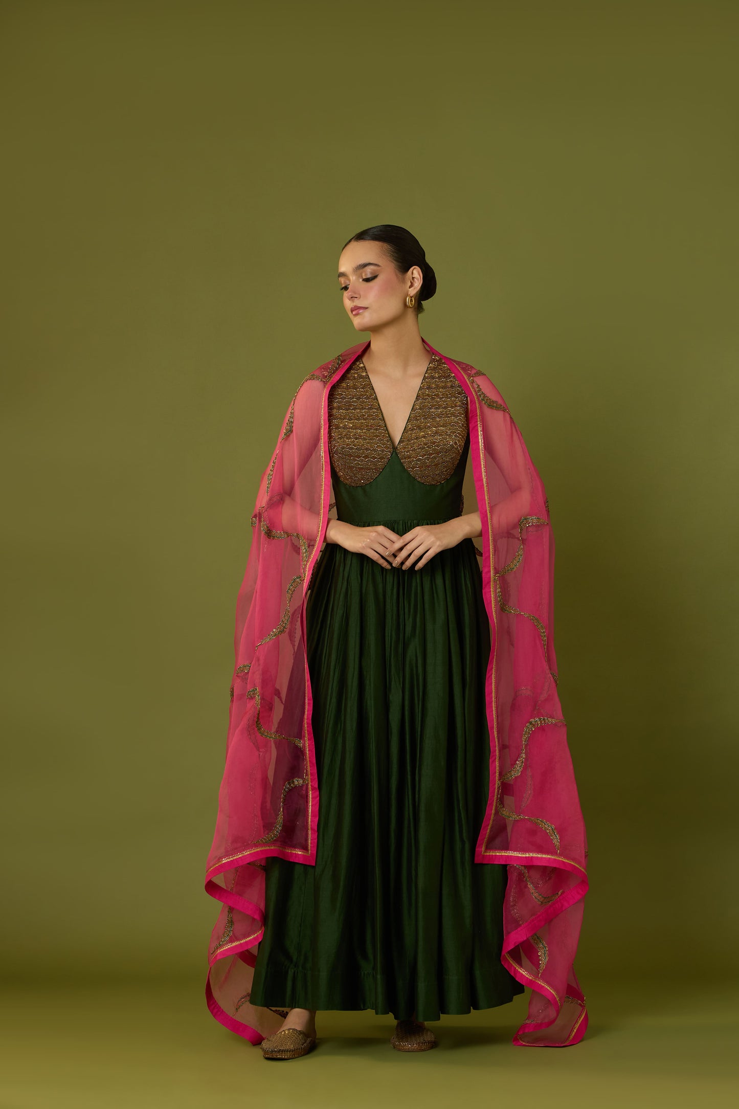 Gul-Raana Anarkali & Zamrud Rose Dupatta