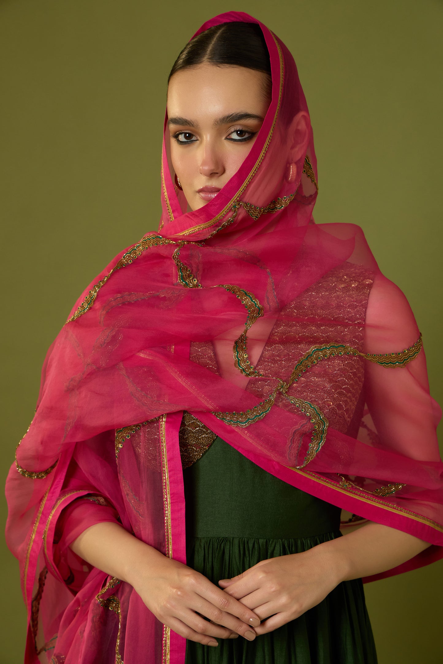 Gul-Raana Anarkali & Zamrud Rose Dupatta