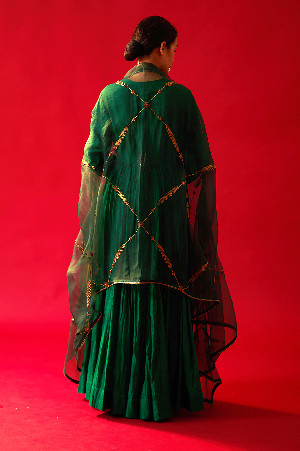 Alara Anarkali (Emerald with Dark Olive Dupatta)