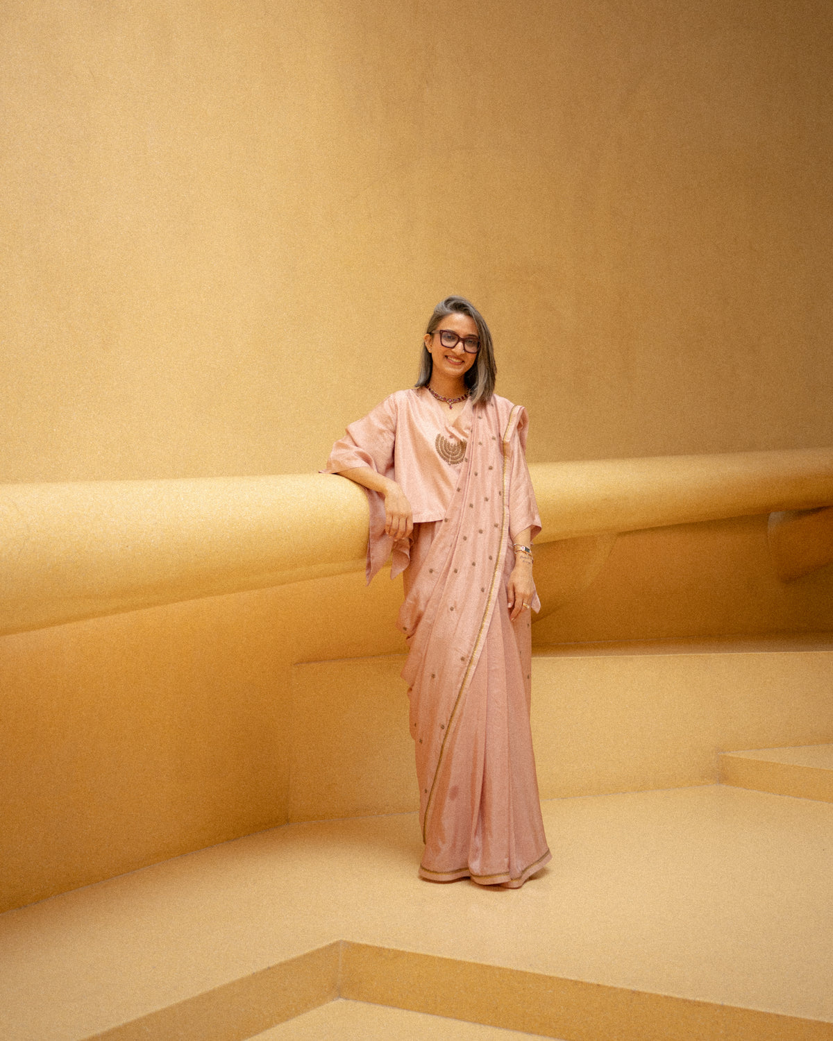 Daizy Saree & Blouse Old Rose