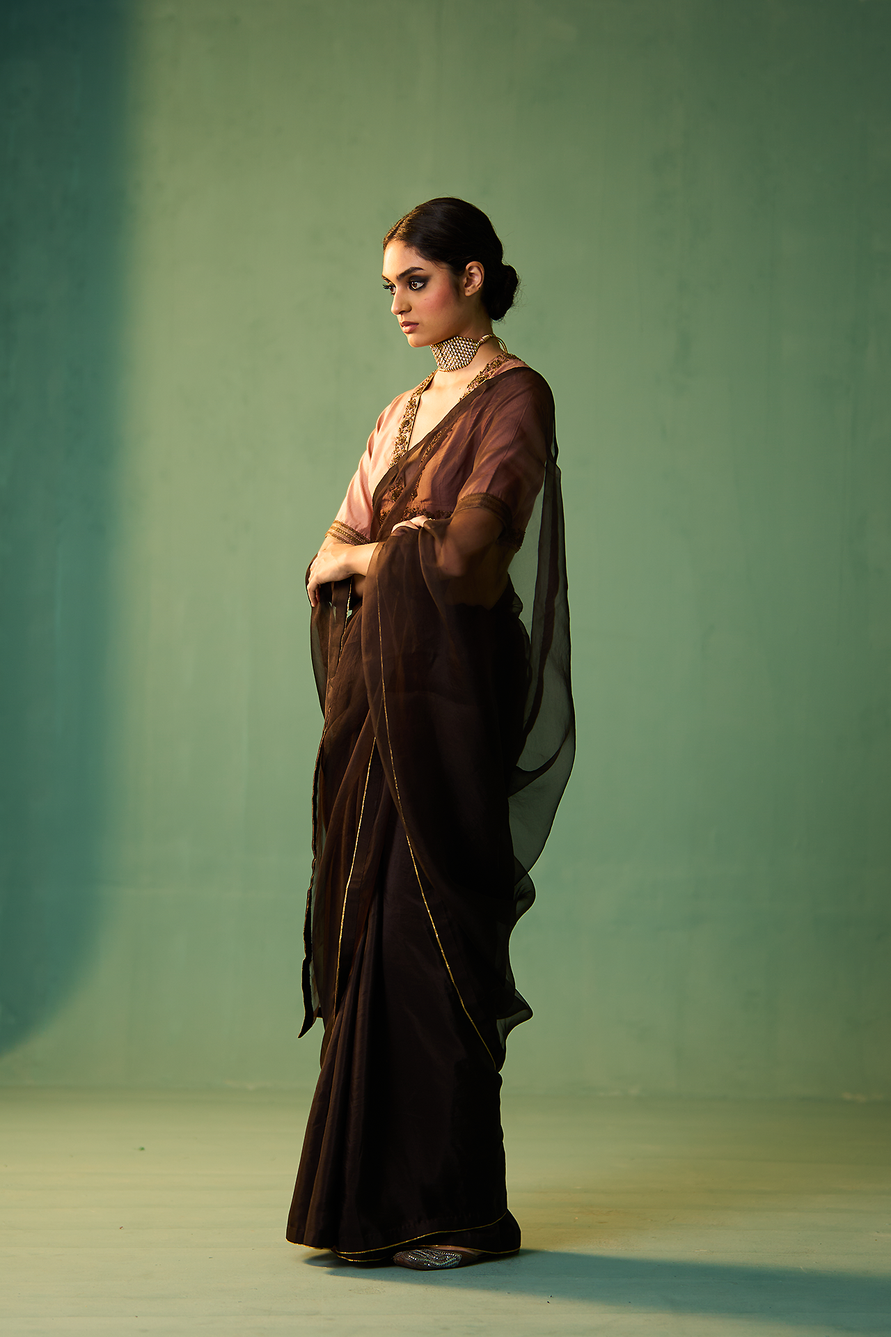 NAILA SAREE - CHARCOAL BLACK