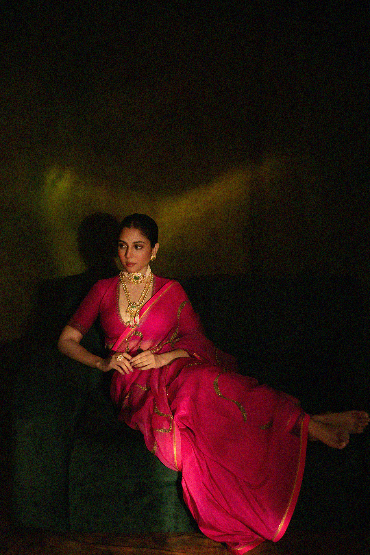 Zamrud Rose Saree (Rani Pink)