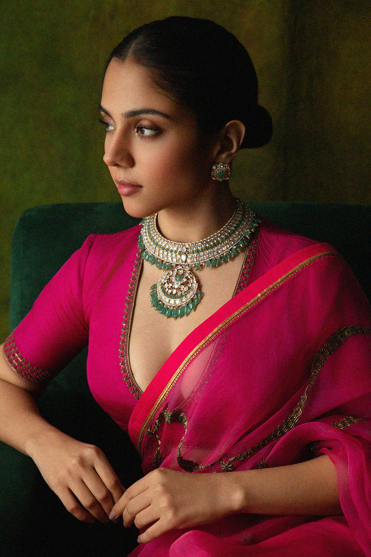 Zamrud Rose Saree (Rani Pink)