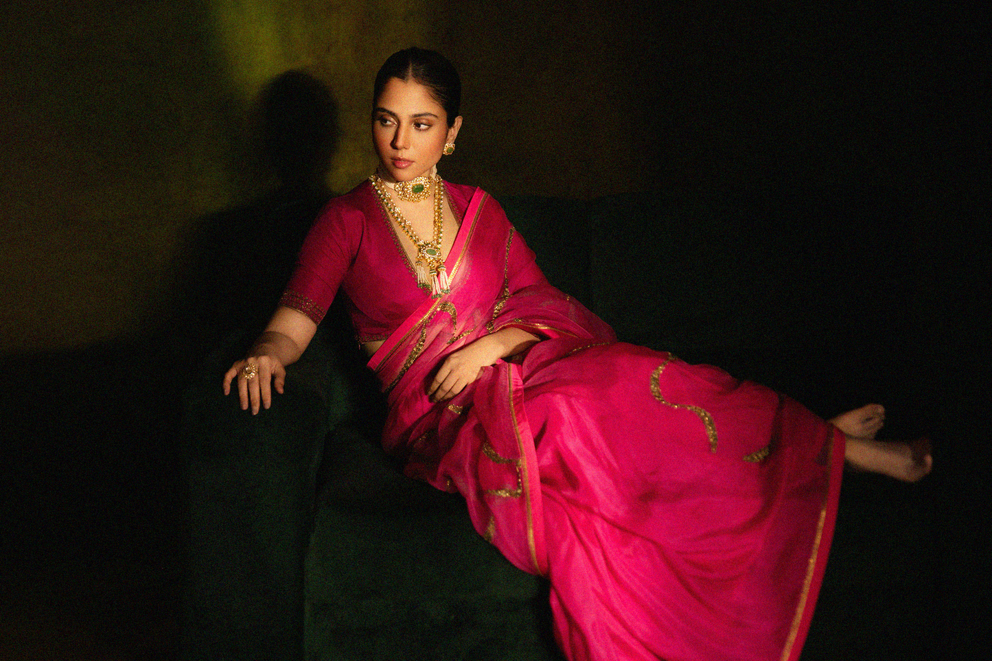 Zamrud Rose Saree (Rani Pink)