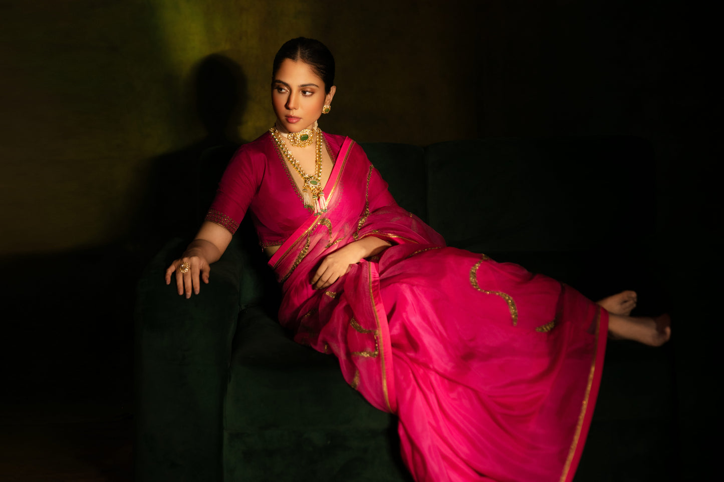 Zamrud Rose Saree (Rani Pink)